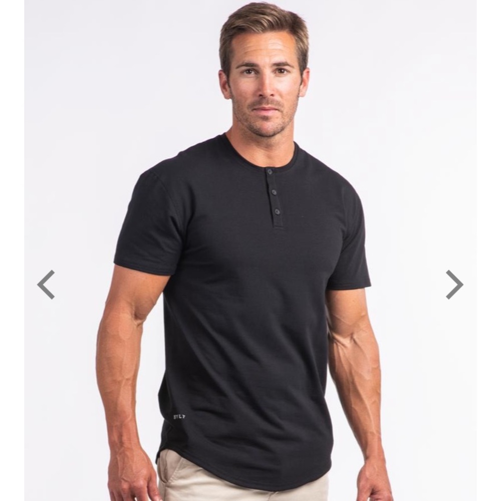 BYLT Grey Drop Cut Henley Tee